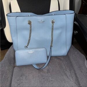 Kate Spade Sky Blue Tote and Wallet Set